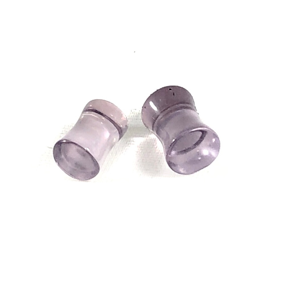 Pair of Clear Purple Acrylic Saddle Plugs 4g6g